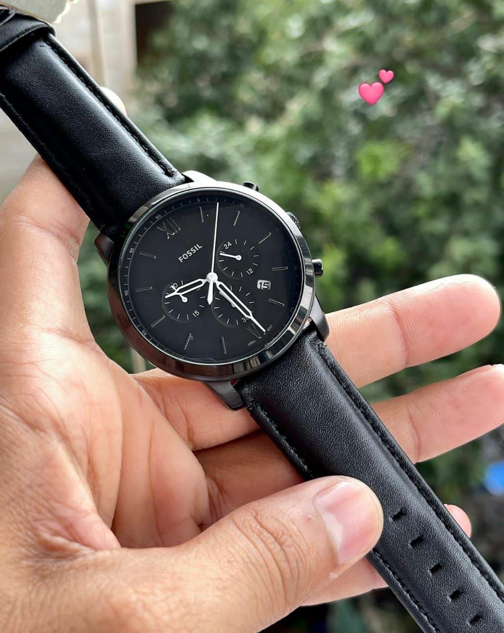 fossil black dial and strap watch for men maurya watch