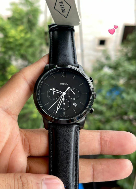 fossil black dial and strap watch for men maurya watch