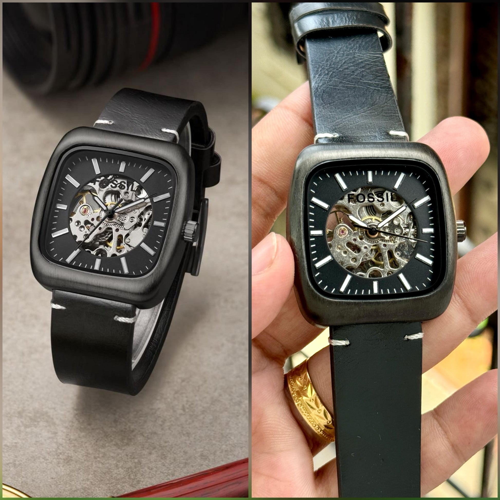 fossil skeleton transparent back automatic watch maurya watch