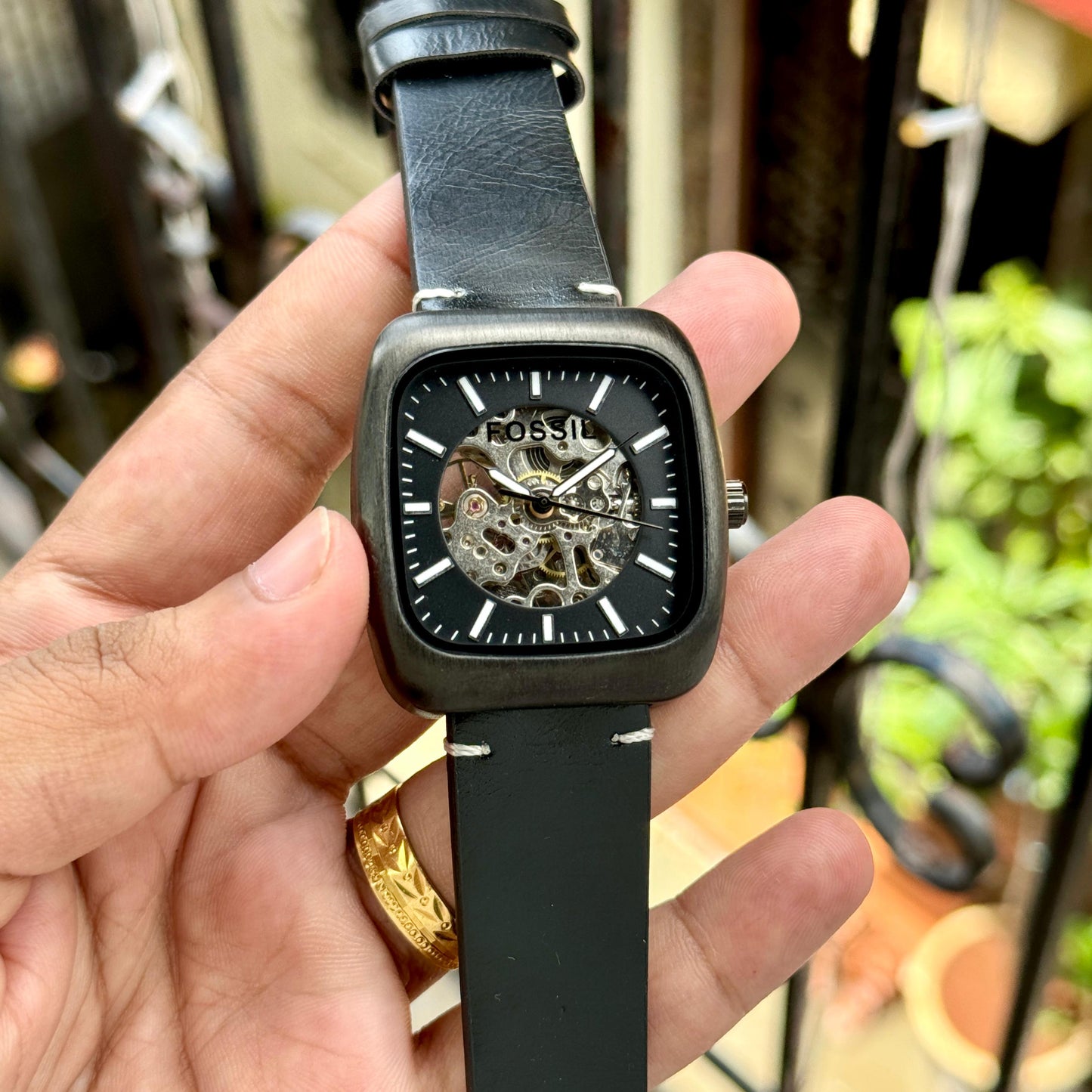 fossil skeleton transparent back automatic watch maurya watch