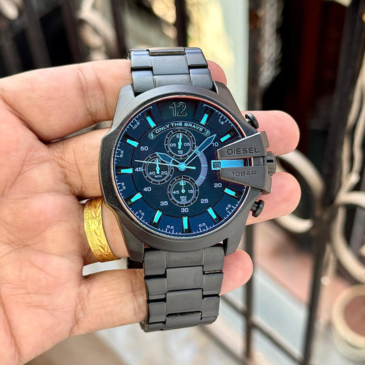 🔥 DIESEL MEGA CHIEF 10BAR CHRONOGRAPH – PREMIUM BLACK EDITION 🔥 maurya watch