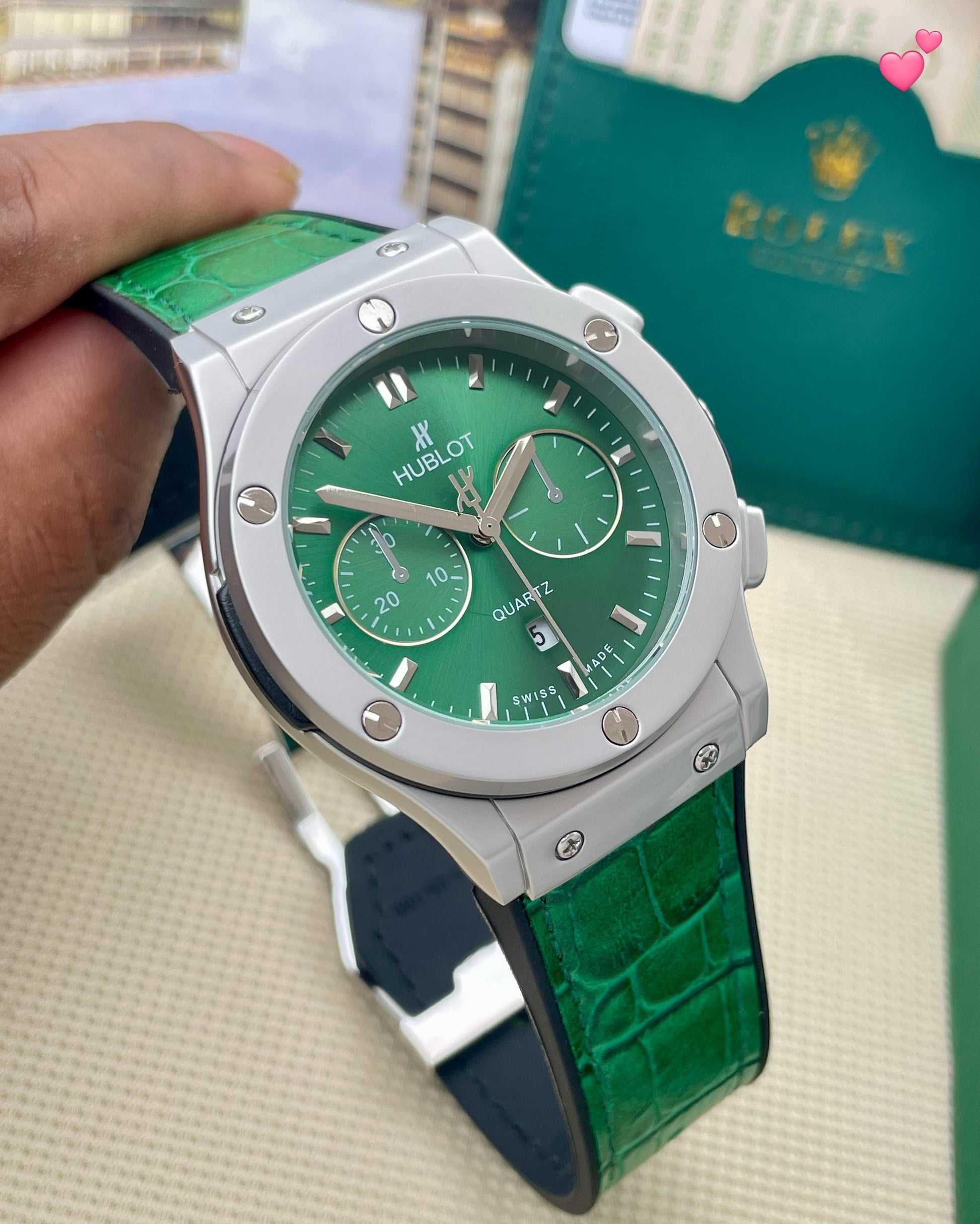 Hublot green dial and strap maurya watch