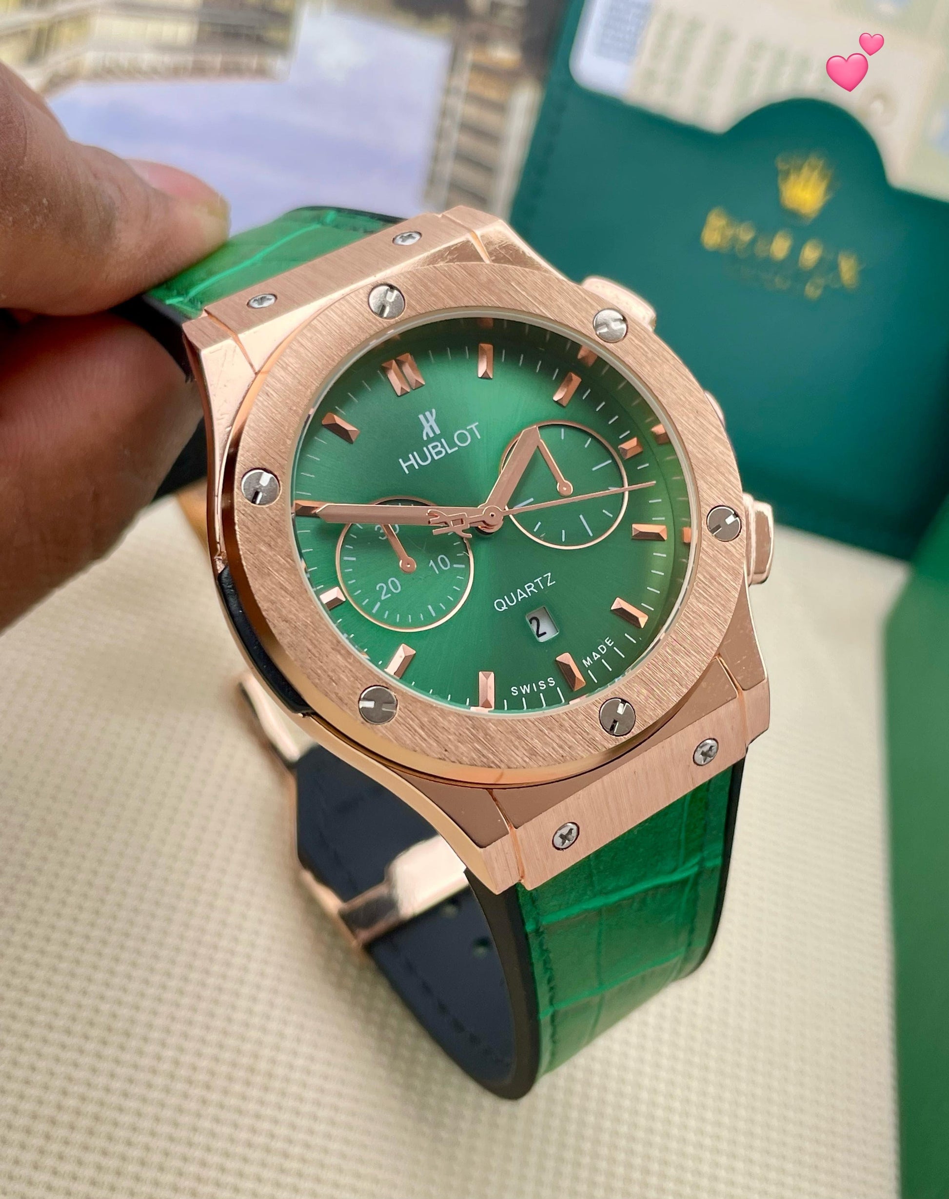Hublot green dial and strap maurya watch
