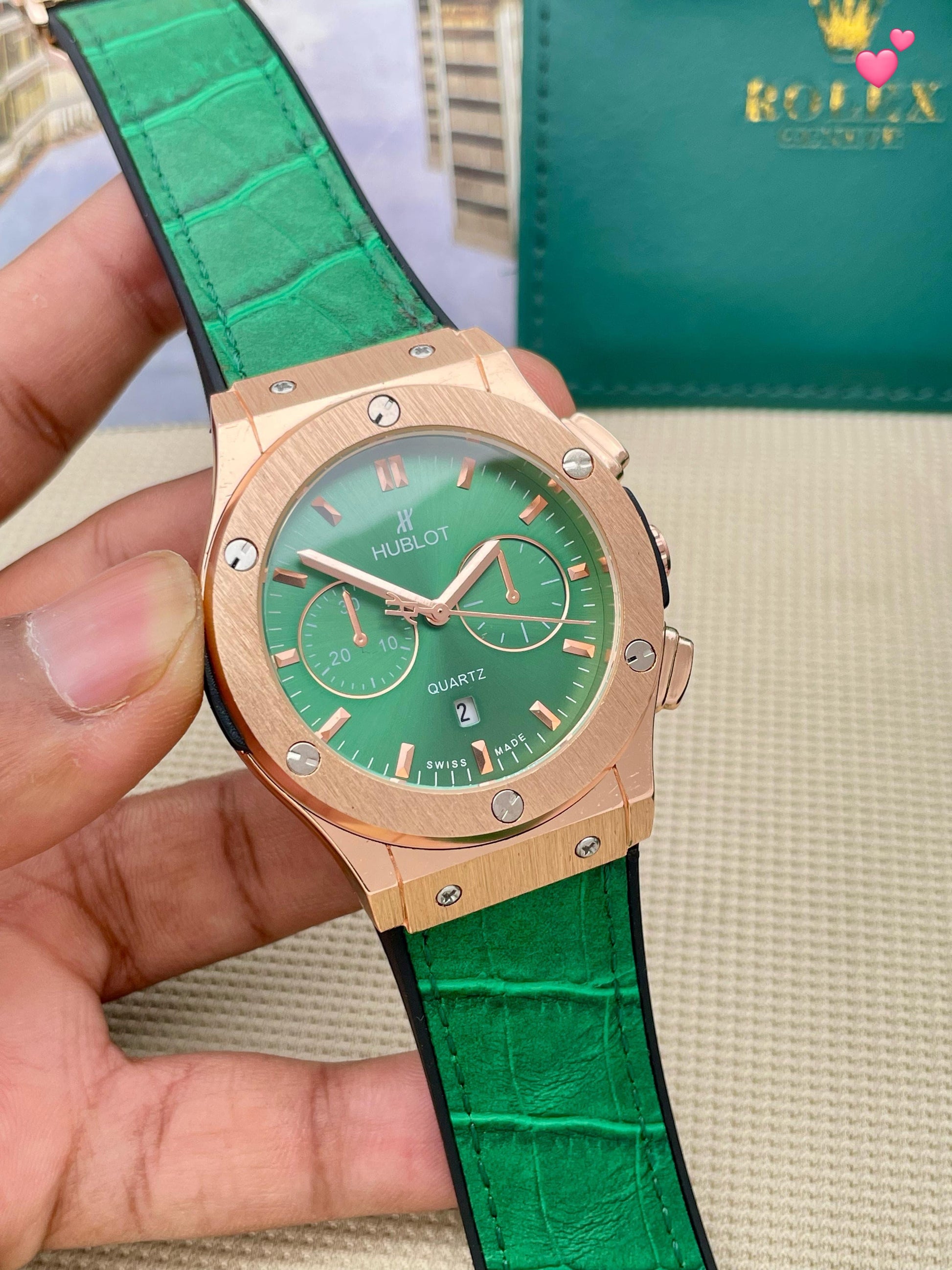 Hublot green dial and strap maurya watch