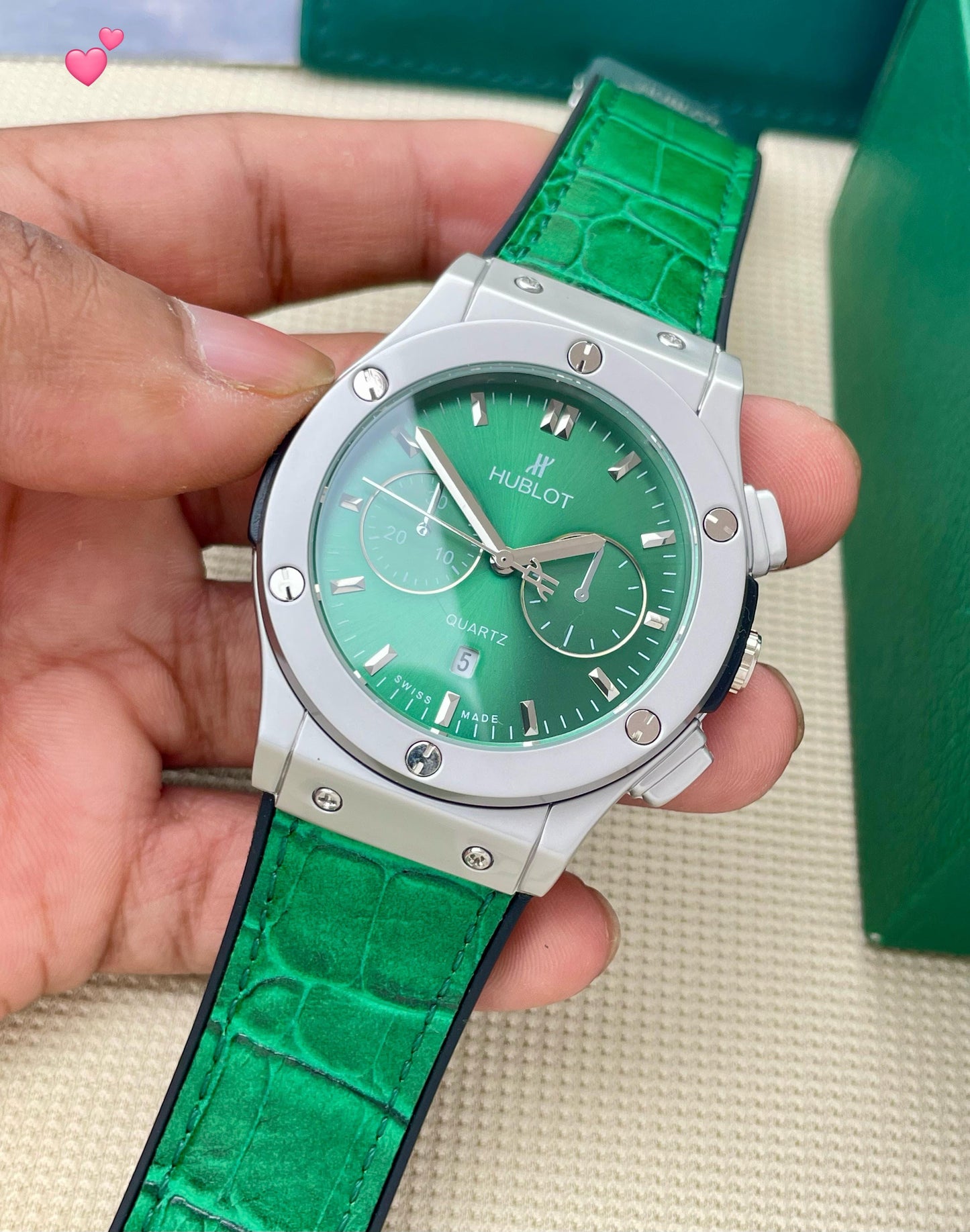 Hublot green dial and strap maurya watch