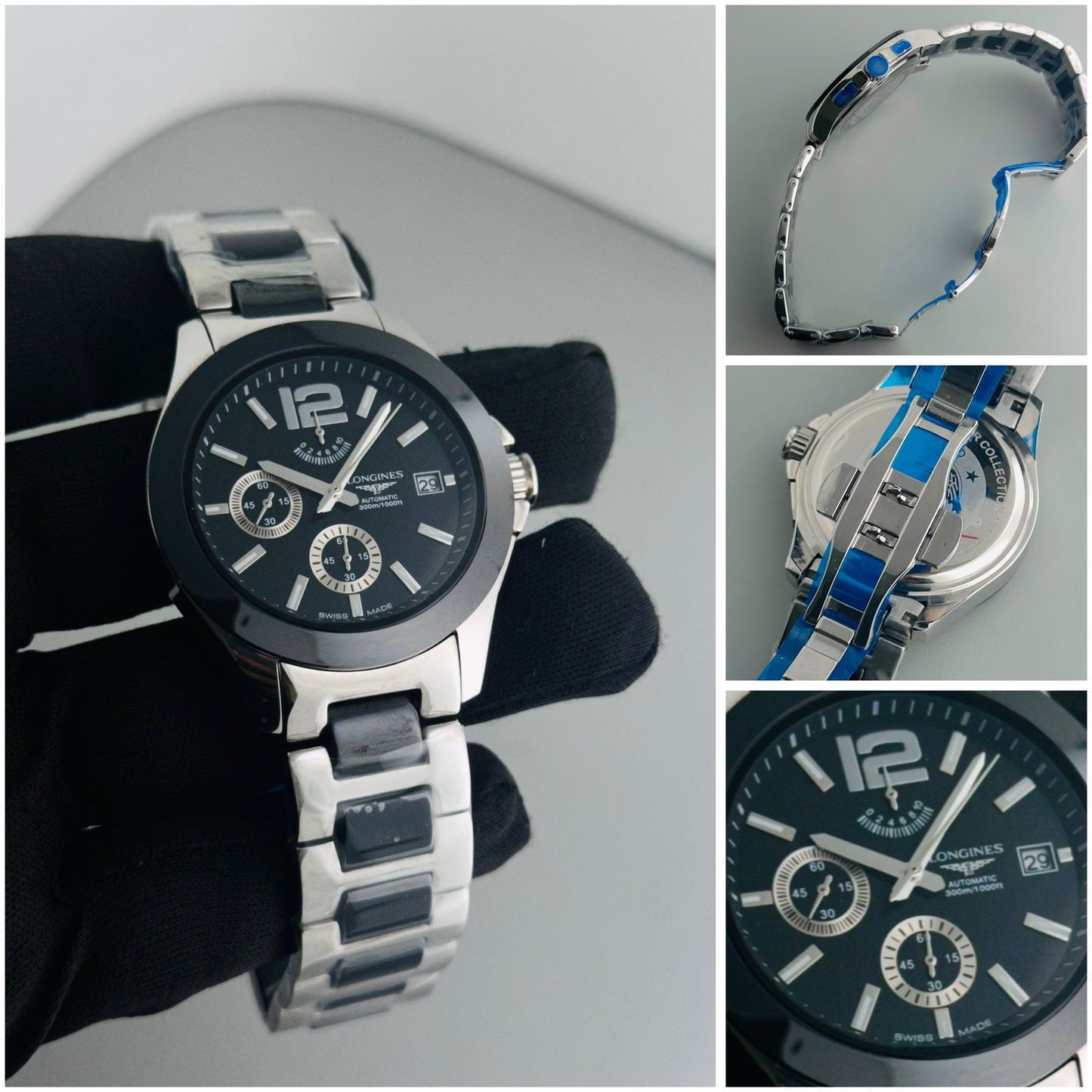 longines black round chronograph working maurya watch