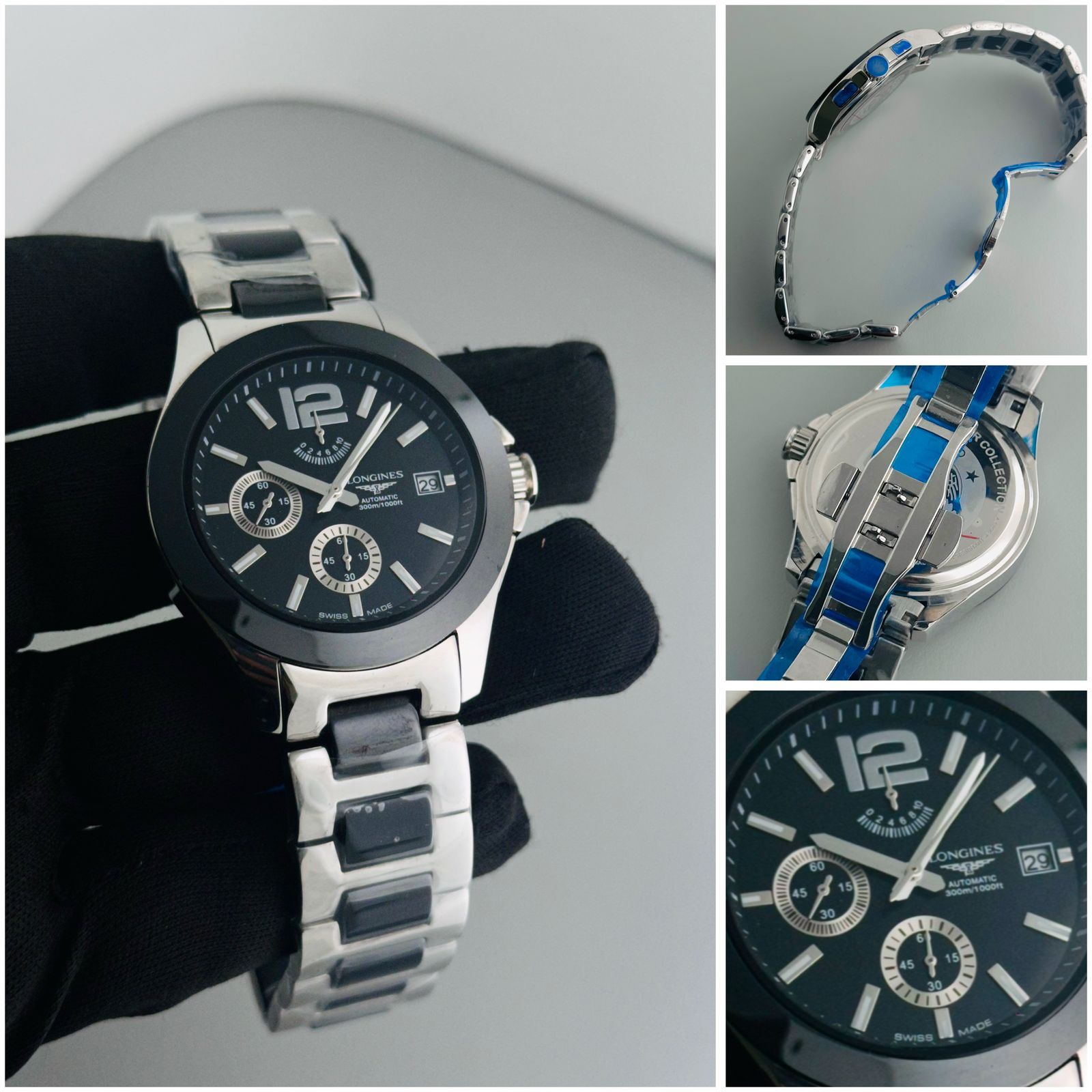 longines black round chronograph working maurya watch