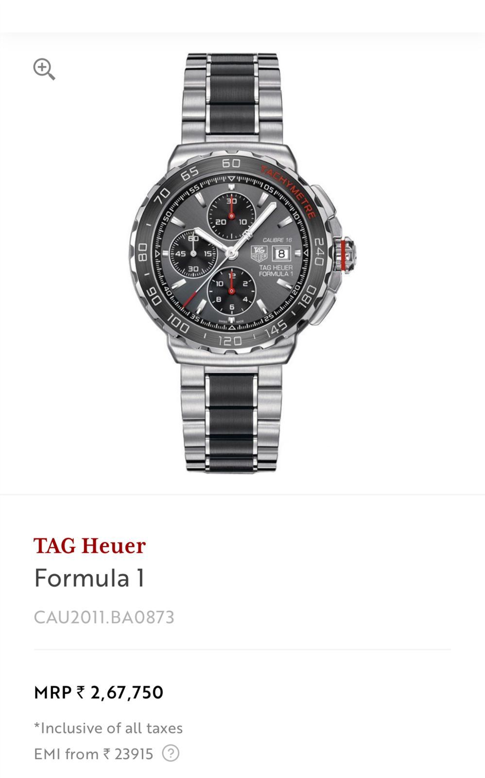 TAG Heuer Formula 1 Chronograph – Model CAU2011.BA0873 maurya watch