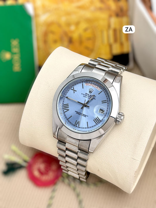 Rolex Day-Date silver maurya watch