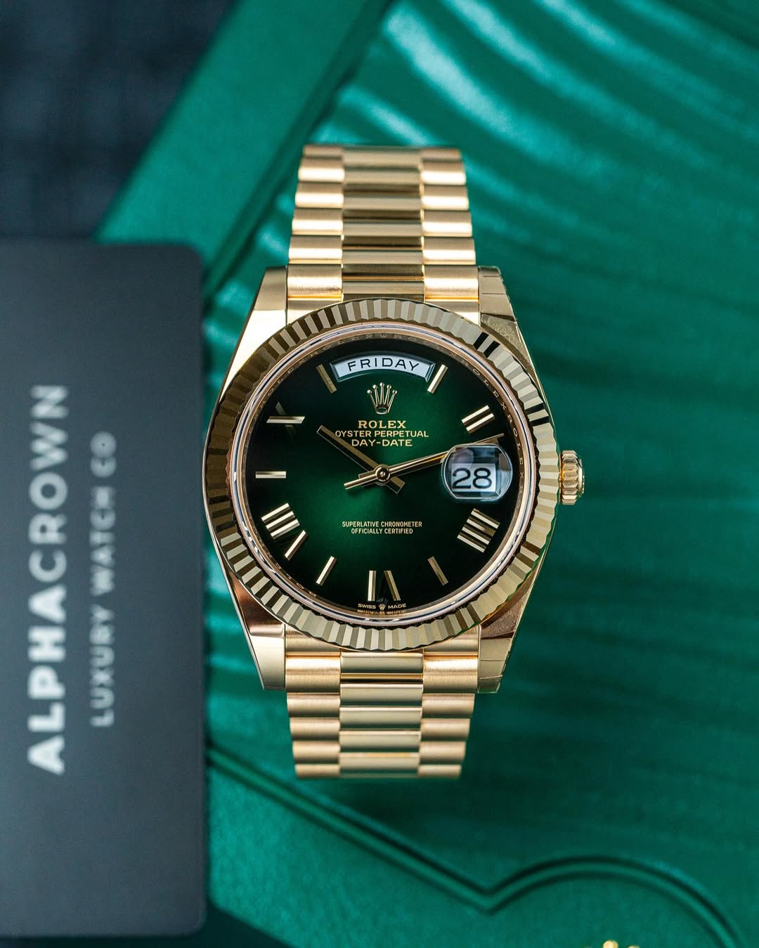 Rolex day date green dial maurya watch