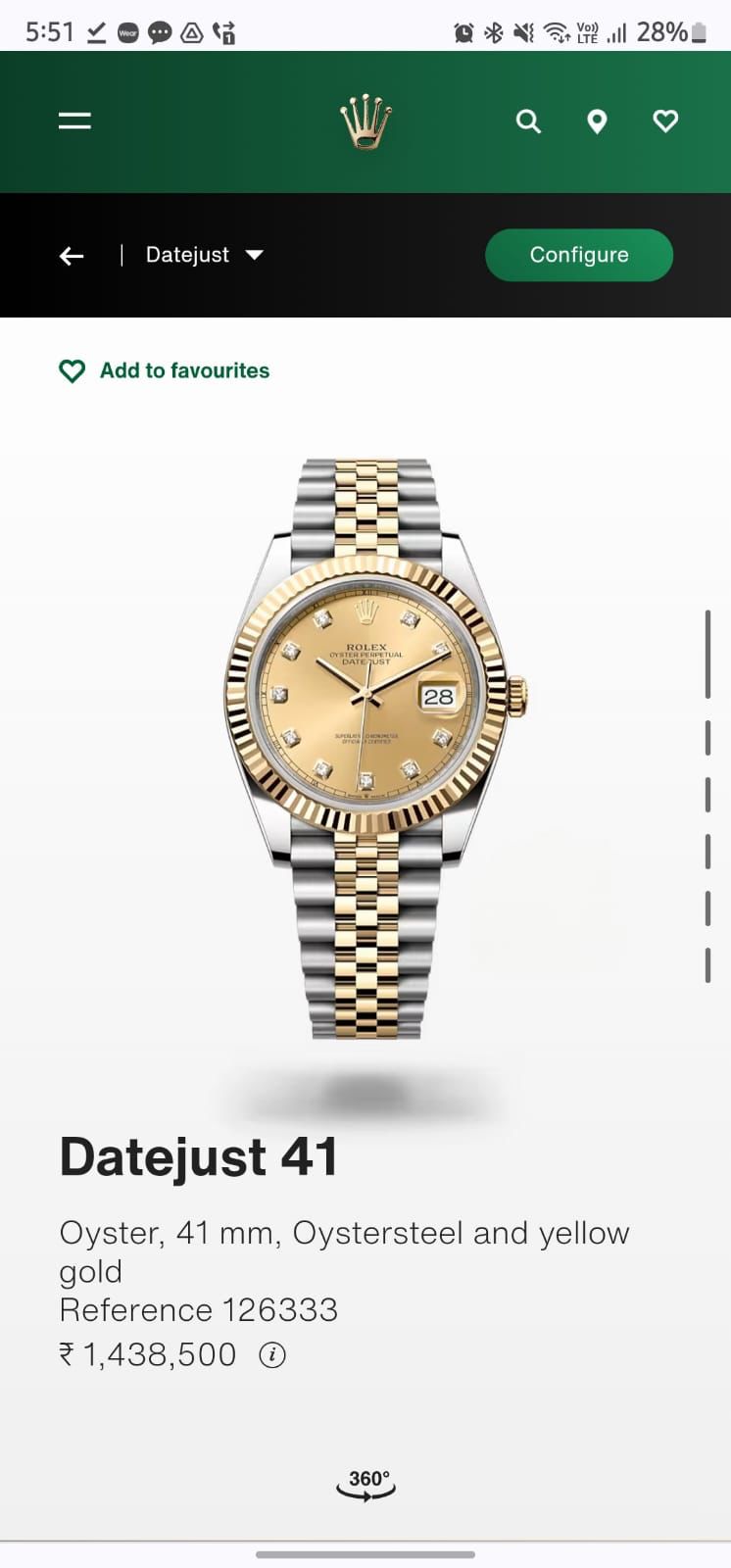 ROLEX datejust dual toned maurya watch