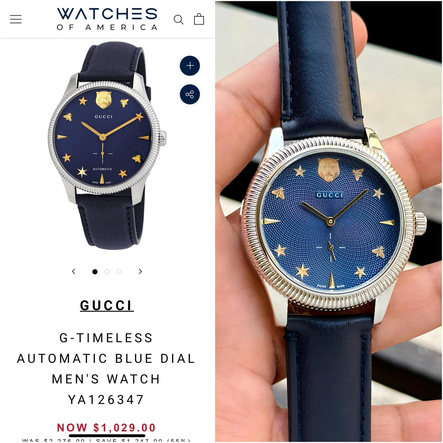 🔥 GUCCI G-TIMELESS – 7AA PREMIUM FIRST COPY | MEN'S LUXURY WATCH | STAINLESS STEEL & BLUE LEATHER 🔥