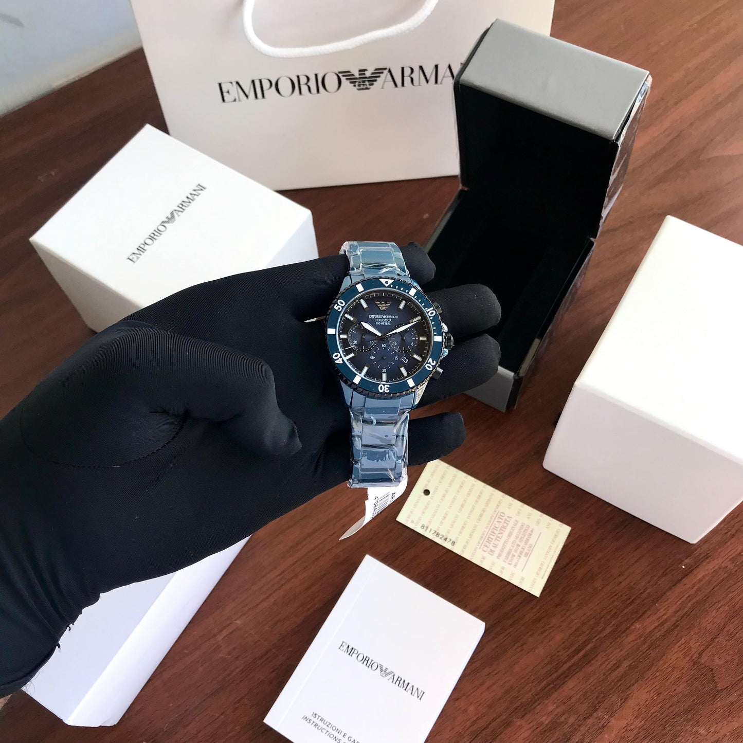 Emporio Armani AR70009 Blue Ceramic Premiums Mens Watch 🤩 