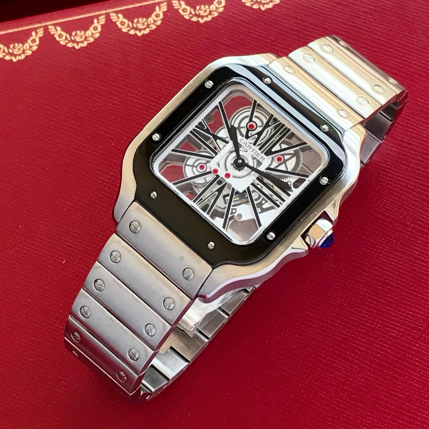 Cartier Santos Skeleton Premiums Automatic Mens Watch 🤩