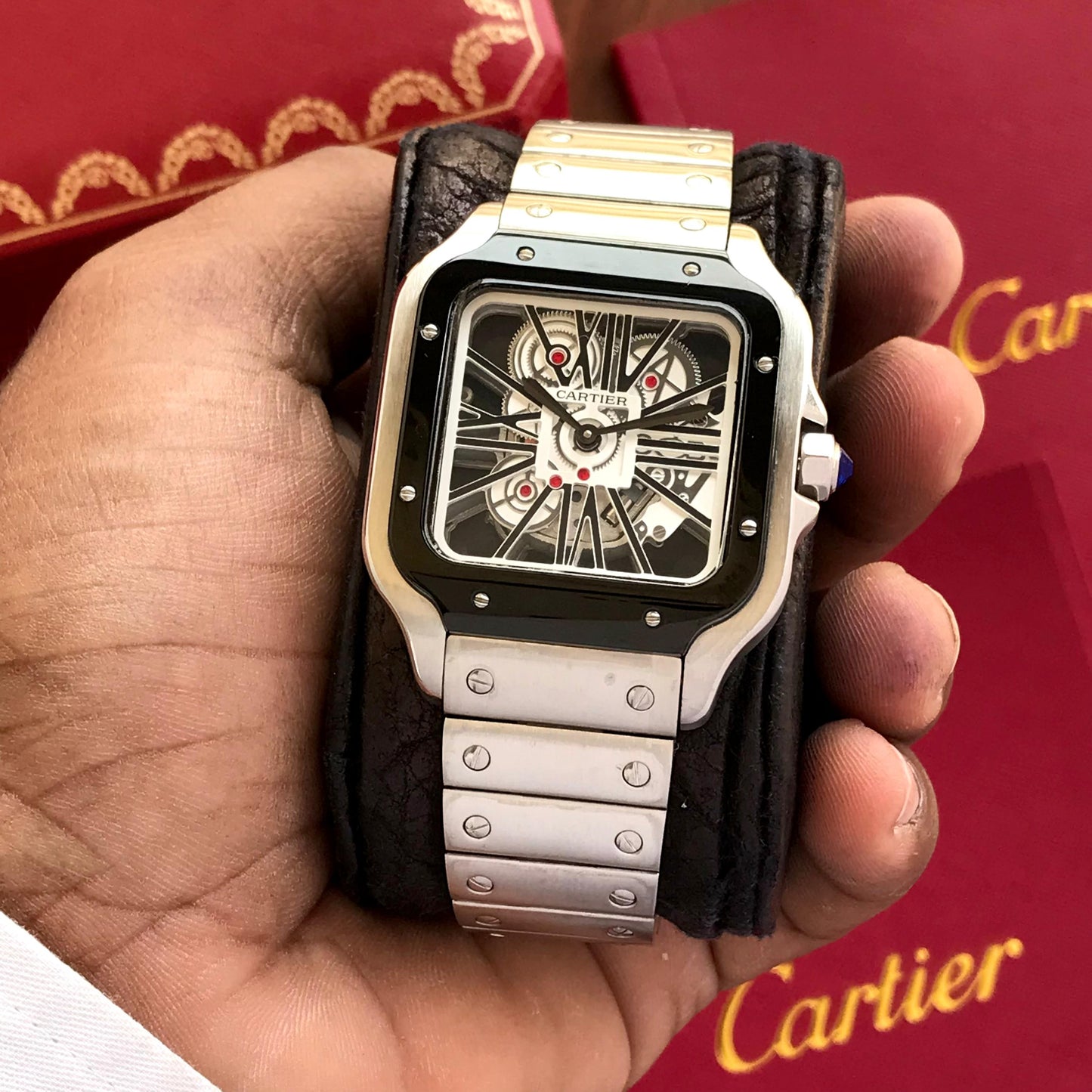 Cartier Santos Skeleton Premiums Automatic Mens Watch 🤩