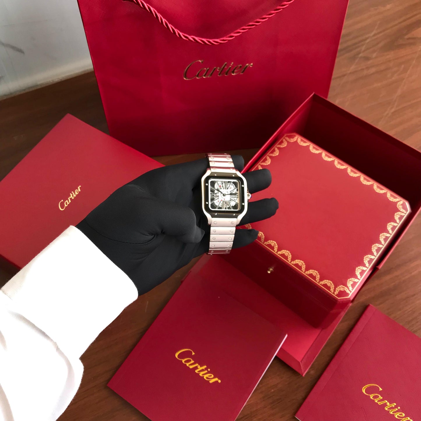 Cartier Santos Skeleton Premiums Automatic Mens Watch 🤩