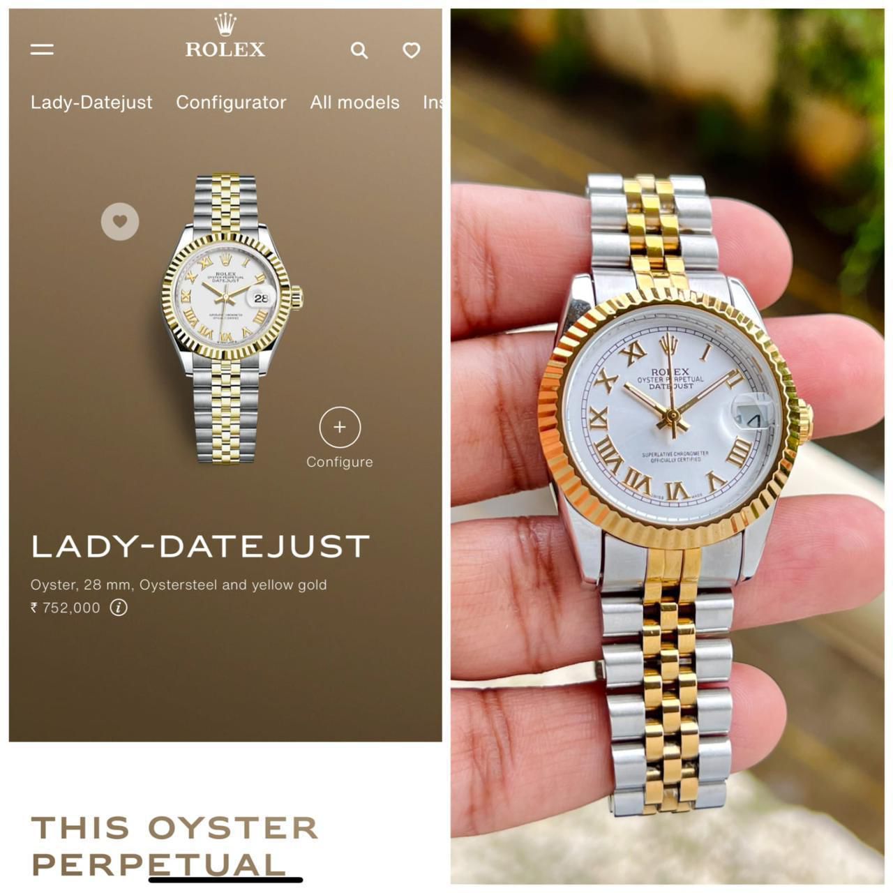 Rolex Oyster perpetual Datejust For her