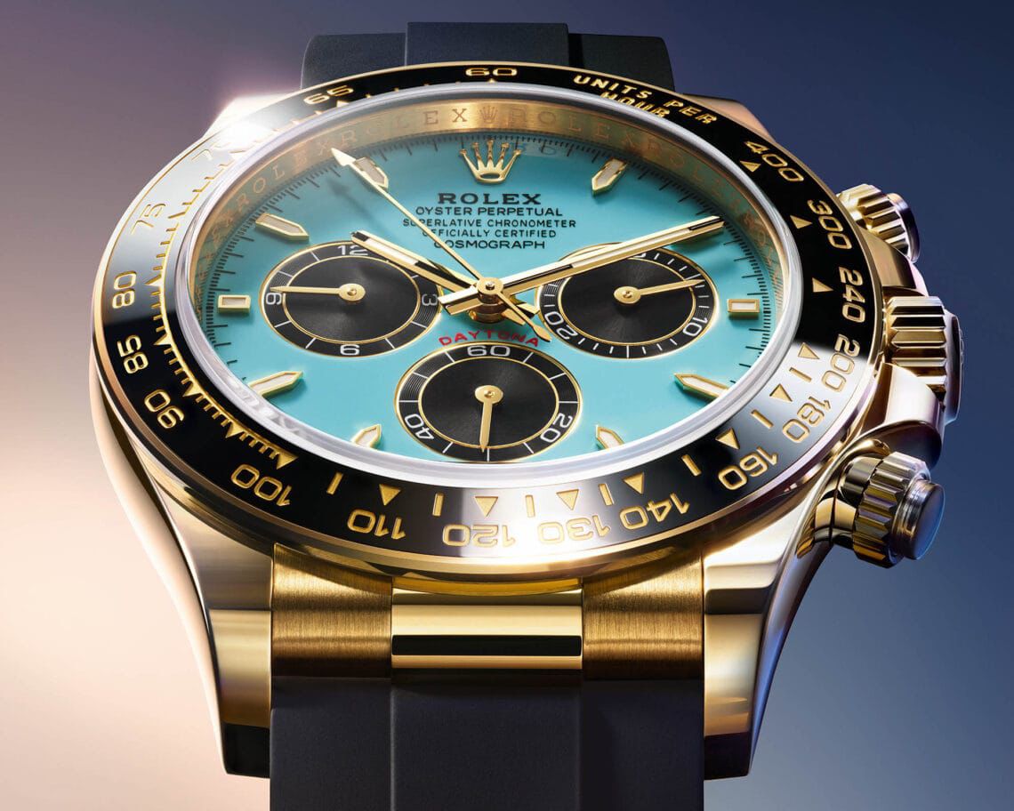 Rolex Daytona Turquoise Dial – Automatic Chronograph | Premium First Copy with Rubber Strap
