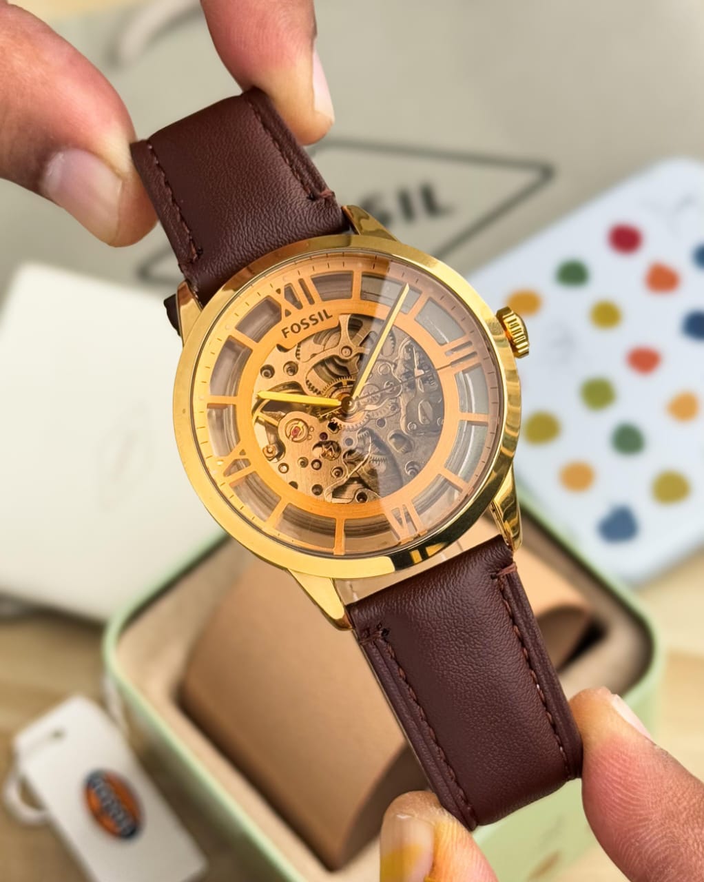 Fossil For men Brown leather strap