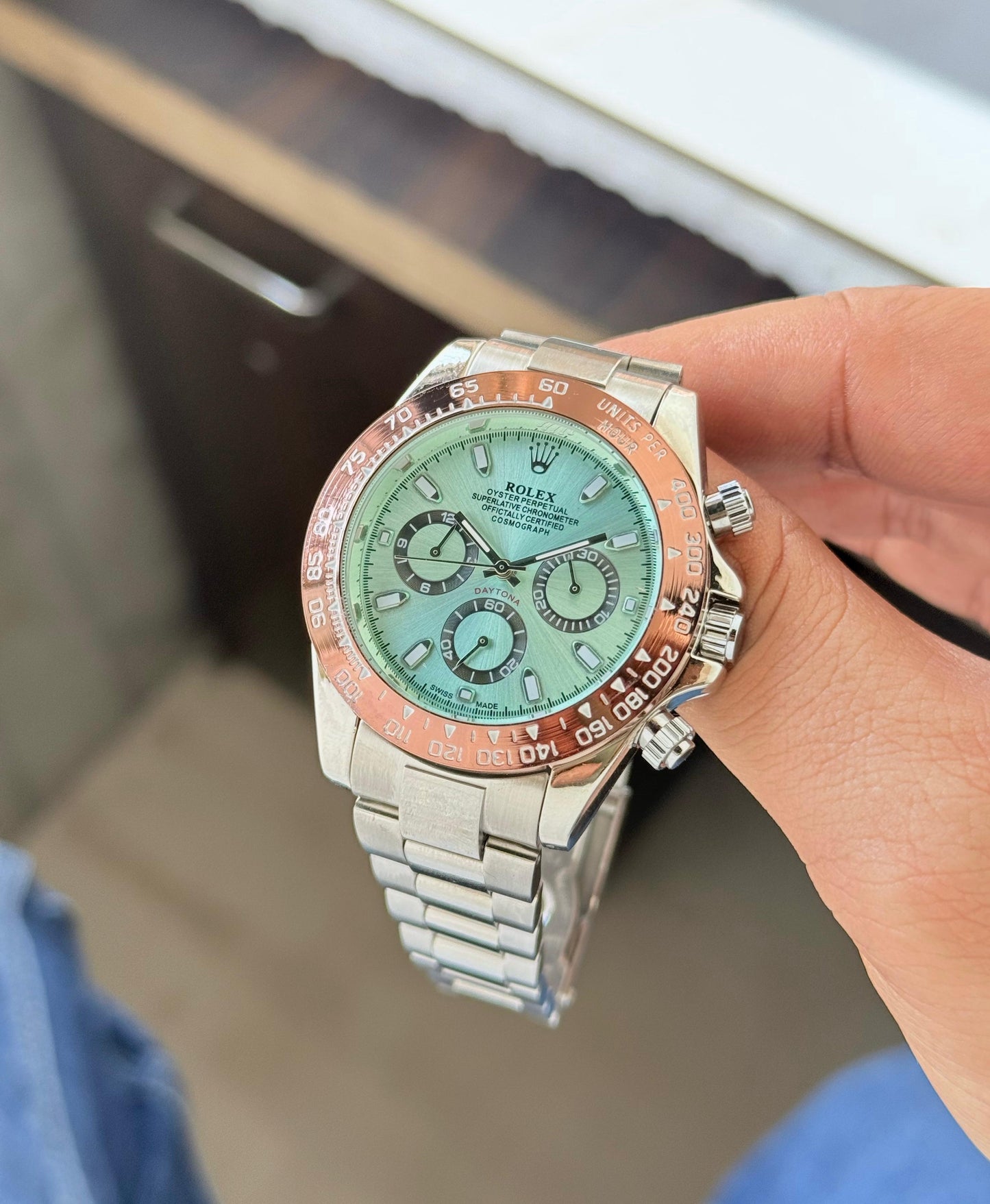 🌟 Rolex cosomograph Daytona platinum ice blue dial with Brown CERACHROM BEZEL