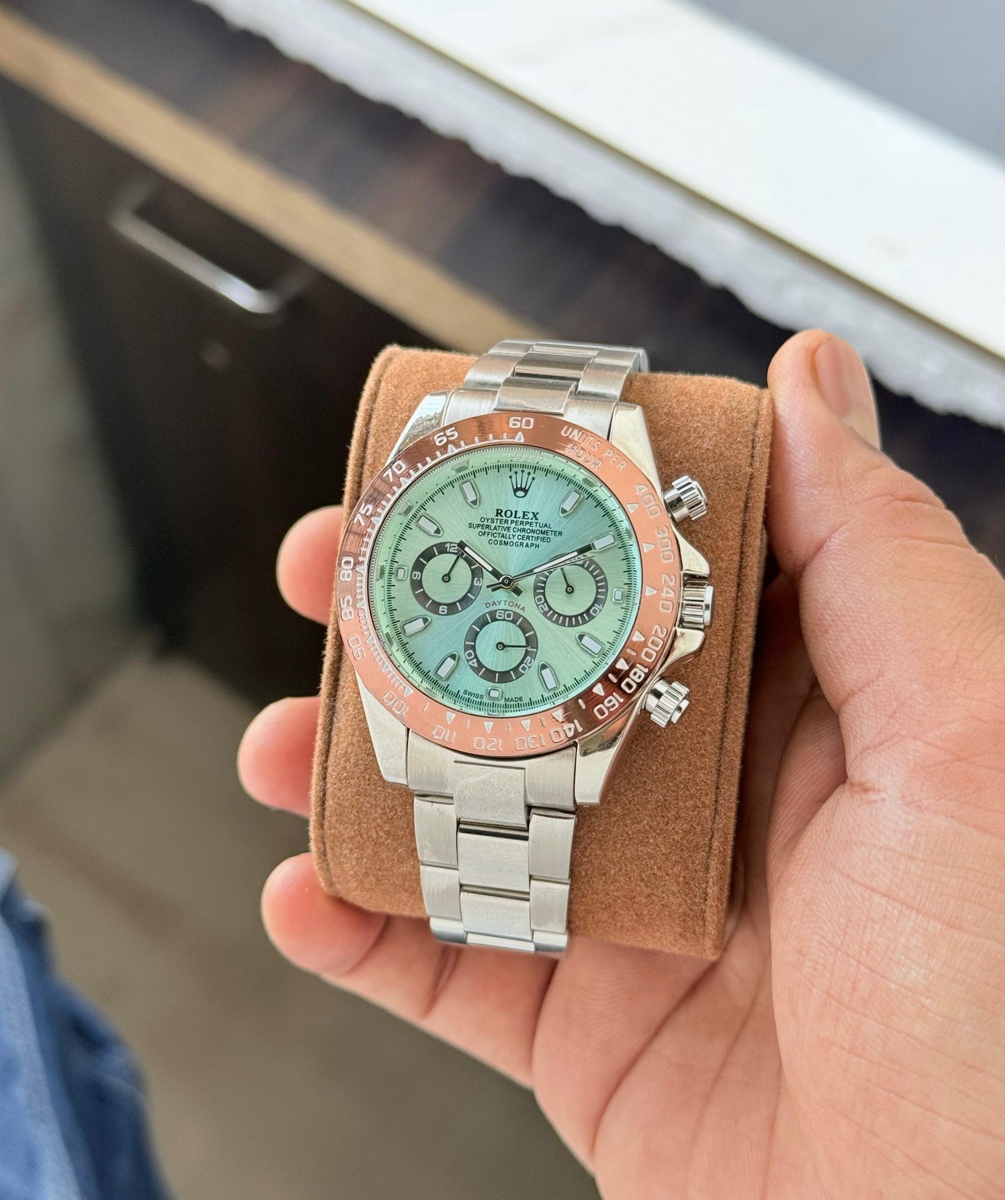 🌟 Rolex cosomograph Daytona platinum ice blue dial with Brown CERACHROM BEZEL