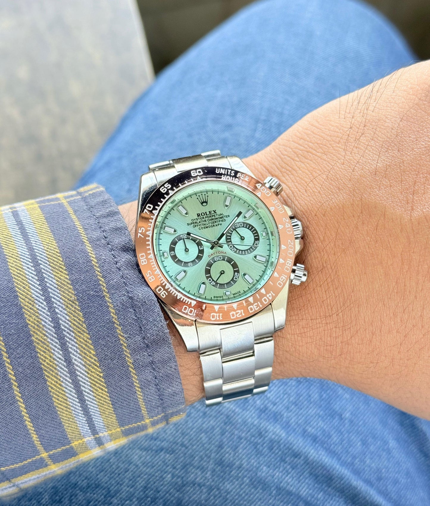 🌟 Rolex cosomograph Daytona platinum ice blue dial with Brown CERACHROM BEZEL