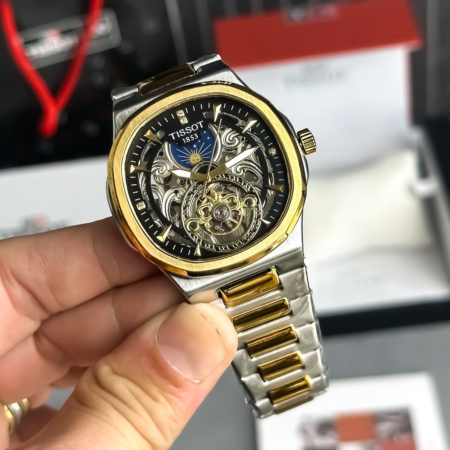 Tissot Sun-Moon Automatic T-complication  Mechanical Manual-winding Open Dial Men's Watch