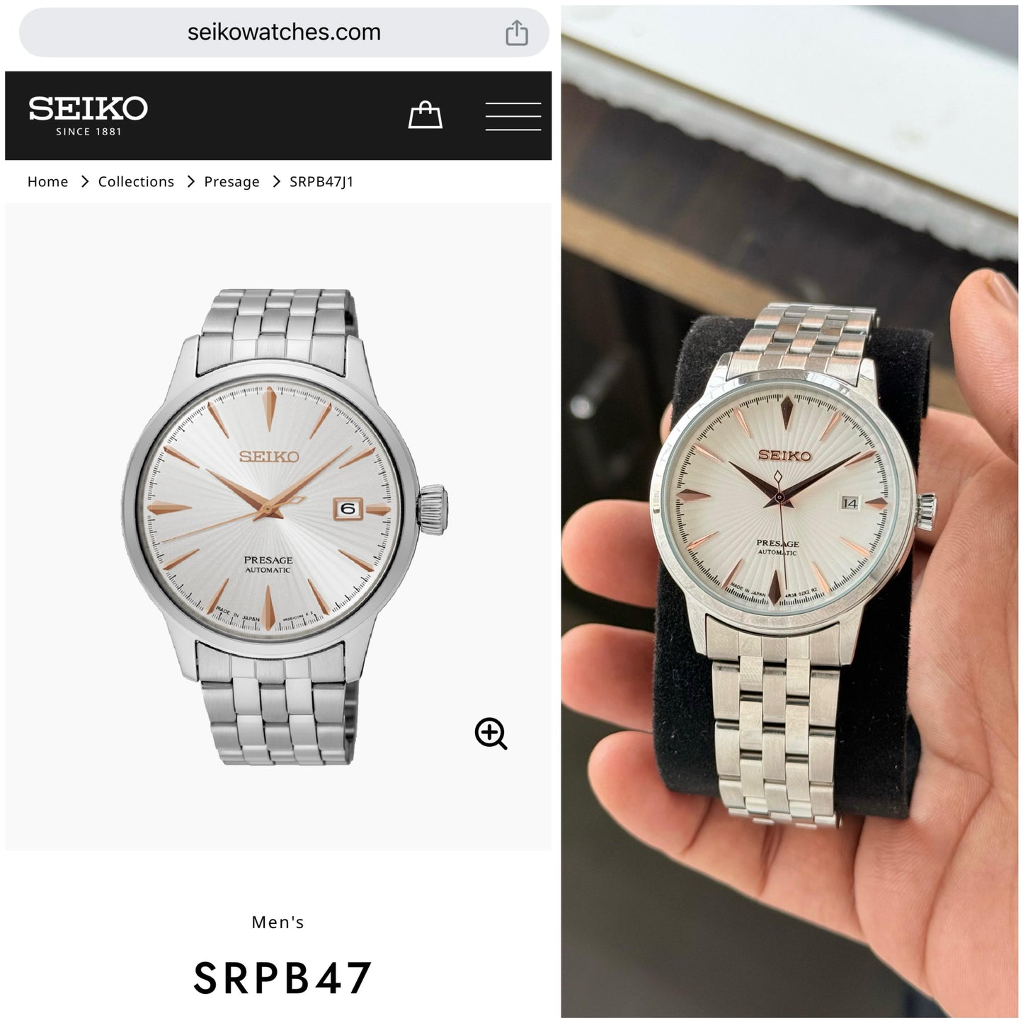 Seiko Presage SRPB47 Automatic Cocktail Time Premiun Back Open Automatic