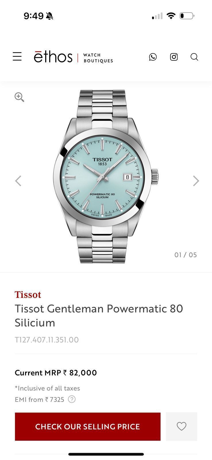 TISSOT T-CLASSIC ICE BLUE DIAL
