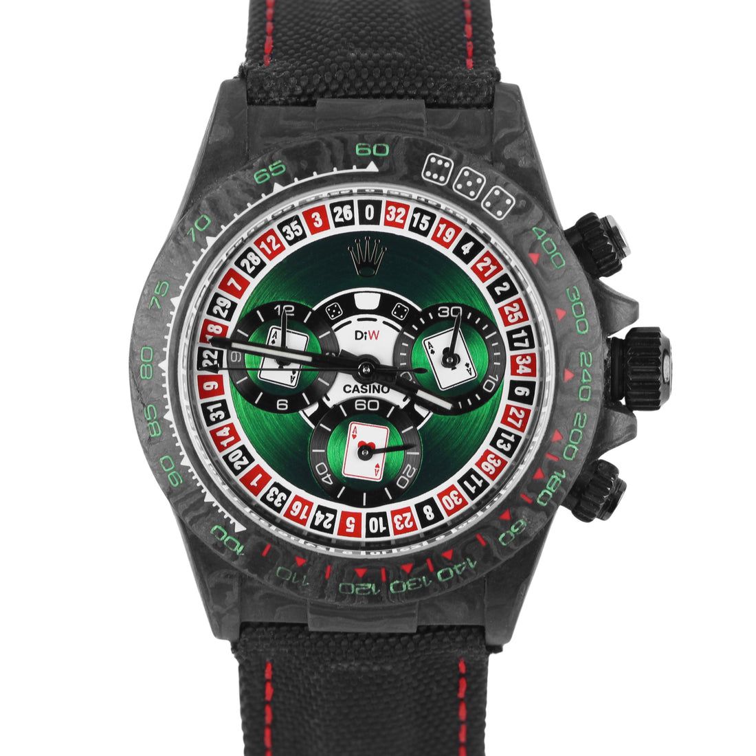 Buy Rolex DIW Cosmograph Carbon Fiber Lucky Player Casino | Nylon Strap Premium Automatic Pure First Copy – Maurya Watch India