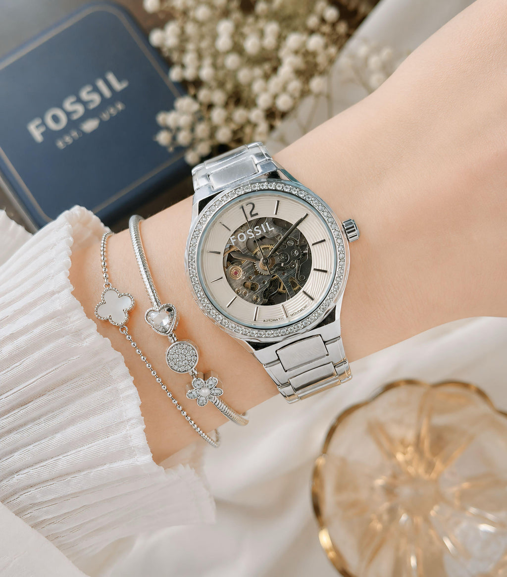 F_ossil Eevie Skeleton Premium Automatic  For Women