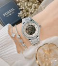 F_ossil Eevie Skeleton Premium Automatic  For Women