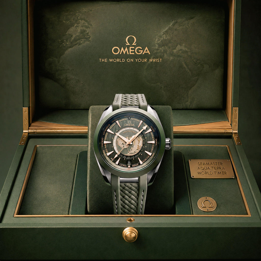 O_MEGA Aqua Terra Co-Axial Chronometer WORLDTIMER