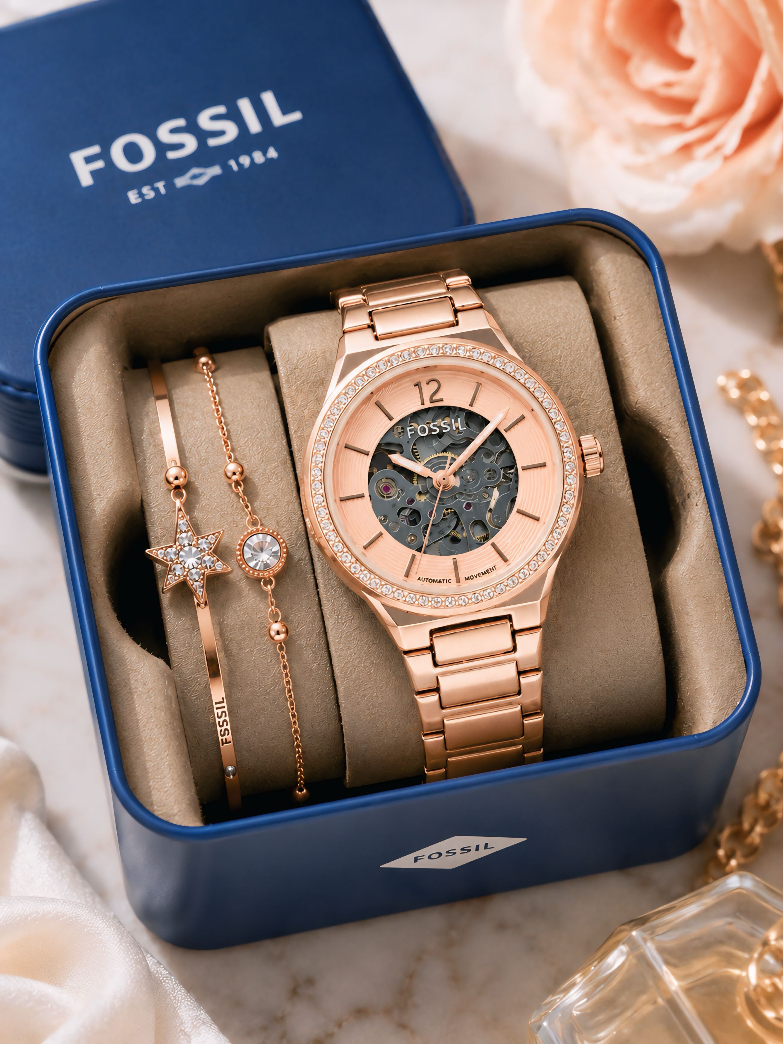 F_ossil Eevie Skeleton Automatic Original Model Collection For Women❣️
